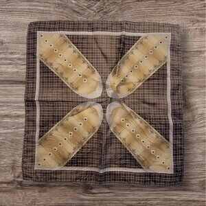Vintage Silk Pocket Square Handkerchief Korea 100% Silk Neutral Colors Classic